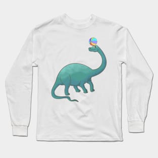 Cute Brontosaurus Playing with a Beach Ball Long Sleeve T-Shirt